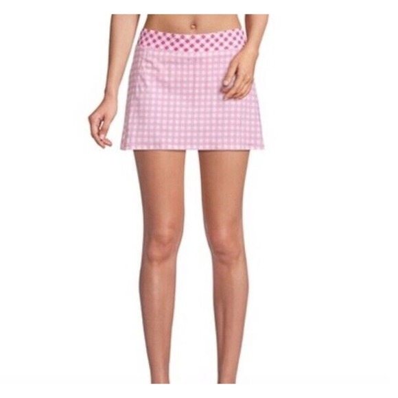 Draper James Other - Draper James x Lands End Swim Skirt Size 2 Pink White Check Built In Briefs NEW